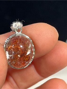 Garden quartz Round Pendant Necklace - Orange